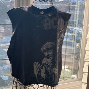 shoulder cut AC/DC tank top